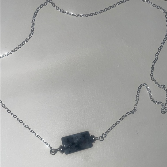 Larvikite Ice Flash Stainless Steel pendant necklace 20 inch - Picture 2 of 5